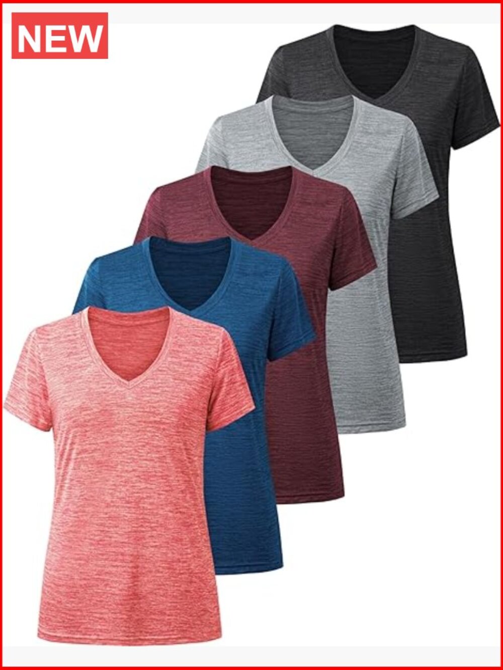 Moisture Wicking Quick Dry Athletic Women's Gym Performance T Shirt 5 Pack